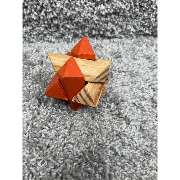 Classic Games Brain Teaser Casse Tete Jigsaw Wooden Twist Puzzle 3"x3"x3" - Picture 8 of 10